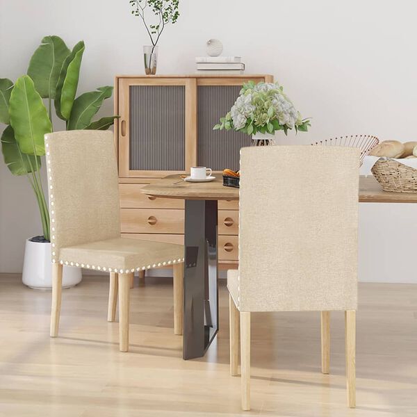 vidaXL Cadeiras de jantar 2 pcs tecido cor creme