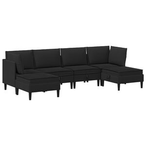 vidaXL Conjunto de M&oacute;veis para Sala de Estar 6 unid. Preto Tecido