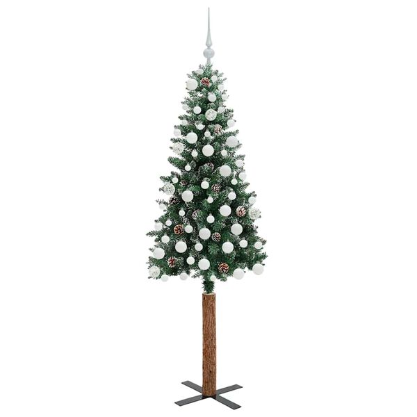 vidaXL &Aacute;rvore de Natal Slim com 300 LEDs com suporte Verde 180 cm