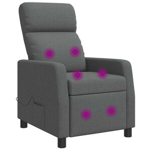 vidaXL Recliner de Massagem Cinzento-Escuro Tecido