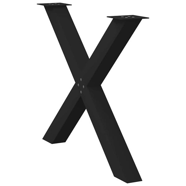 vidaXL P&eacute;s para mesa de jantar em formato de X, 3 pe&ccedil;as, preto, 90x (72-73) cm, a&ccedil;o