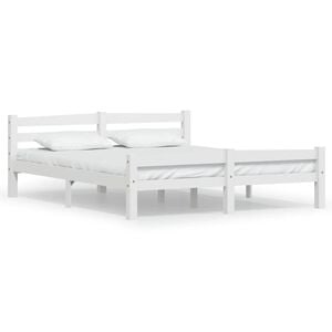 vidaXL Estrutura de cama em pinho maci&ccedil;o 160x200 cm branco