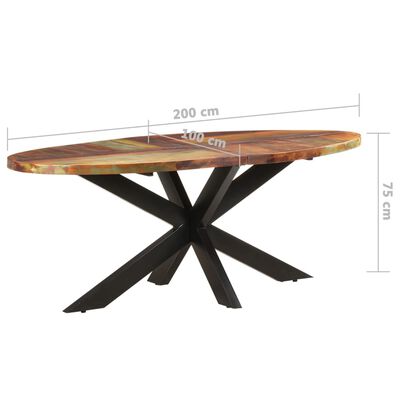 vidaXL Mesa de jantar oval 200x100x75 cm madeira recuperada maciça
