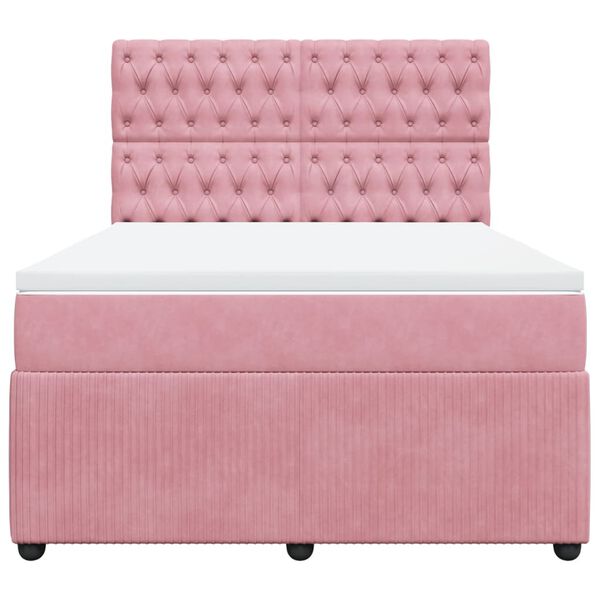 vidaXL Cama com molas/colch&atilde;o 160x200 cm veludo rosa