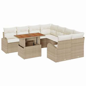vidaXL Conjunto de Sof&aacute; de Jardim com almofada 9 pcs bege e creme