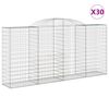 vidaXL Cestos gabi&atilde;o arqueados 30 pcs 300x50x140/160 ferro galvanizado
