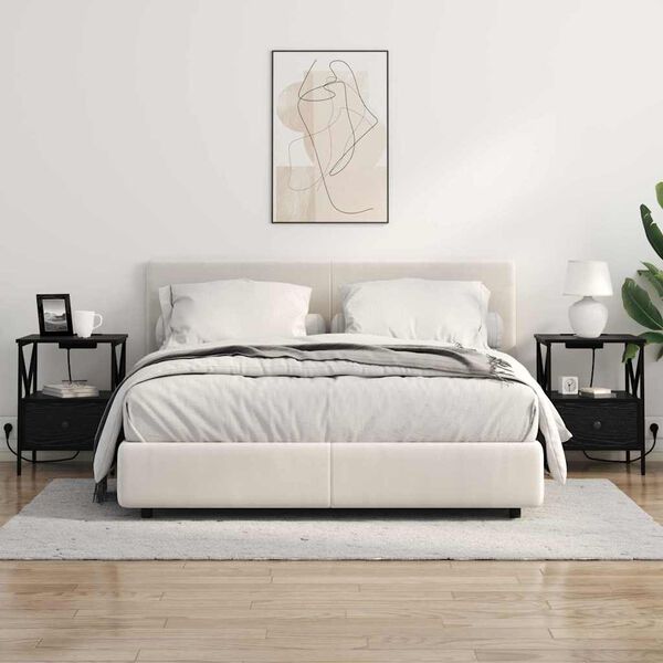 vidaXL Arm&aacute;rio de Cabeceira Carvalho Preto 41,5 x 40,5 x 55 cm