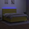 vidaXL Cama box spring c/ colch&atilde;o e LED 180x200 cm tecido verde