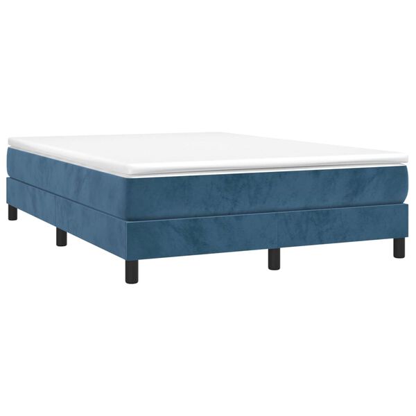 vidaXL Cama com molas/colch&atilde;o 140x190 cm veludo azul-escuro