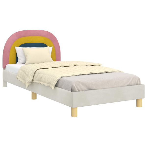 vidaXL Estrutura de Cama Infantil com Cabeceira Creme 90 x 190 cm