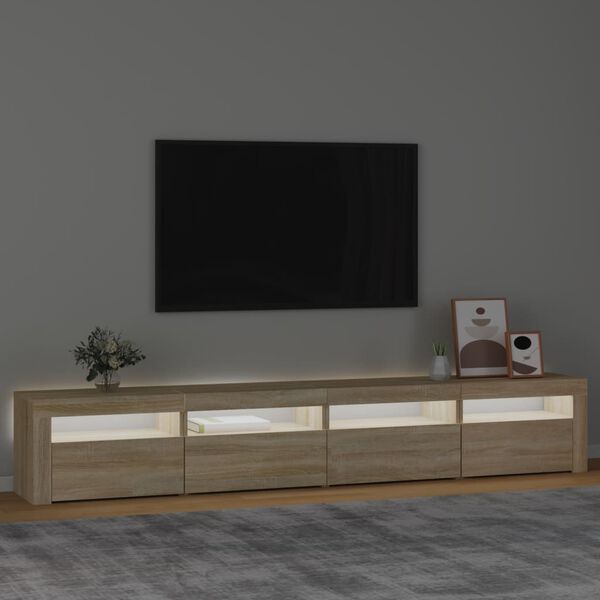 vidaXL M&oacute;vel de TV com luzes LED 240x35x40 cm carvalho sonoma