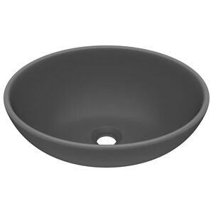 vidaXL Lavat&oacute;rio luxuoso oval 40x33cm cer&acirc;mica cinzento-escuro mate