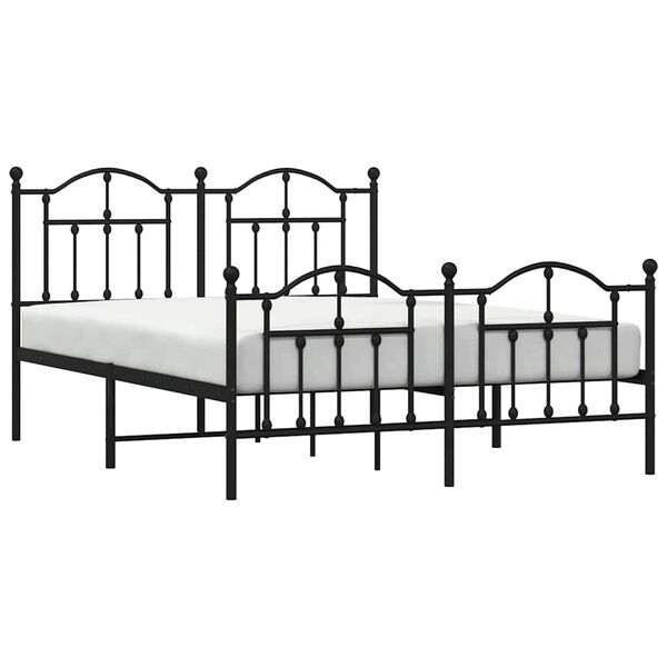 vidaXL Estrutura de cama com cabeceira e p&eacute;s 140x200 cm metal preto