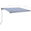 vidaXL Toldo retrátil manual com LED 400x350 cm azul e branco