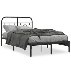 vidaXL Estrutura de cama com cabeceira 120x200 cm metal preto