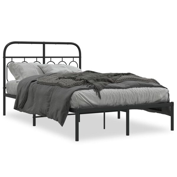 vidaXL Estrutura de cama com cabeceira 120x200 cm metal preto