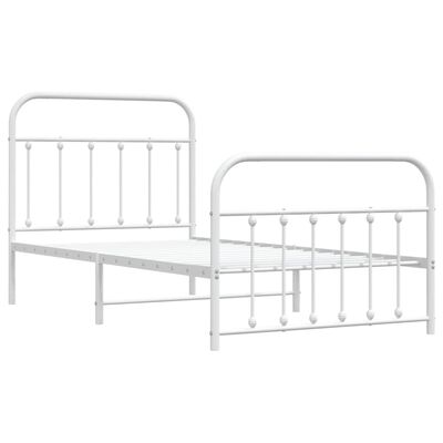 vidaXL Estrutura de cama com cabeceira e pés 100x190 cm metal branco