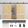vidaXL Porta Deslizante 2 pcs Natural e Preto Madeira de Pinho Maci&ccedil;a