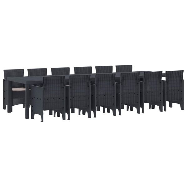 vidaXL Conjunto de Jantar para Jardim 13 pcs Antracite Rattan Polt