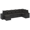 vidaXL 7 pcs conjunto de sof&aacute;s p/ jardim c/ almofad&otilde;es vime PE preto