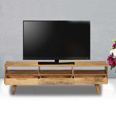 vidaXL Móvel de TV em madeira de mangueira maciça 140x30x41 cm