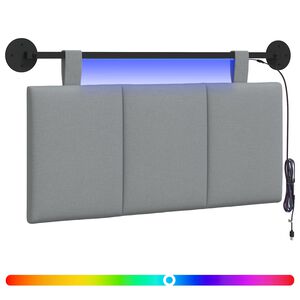 vidaXL Cabeceira suspensa Com luz LED Cinzento-claro Tecido