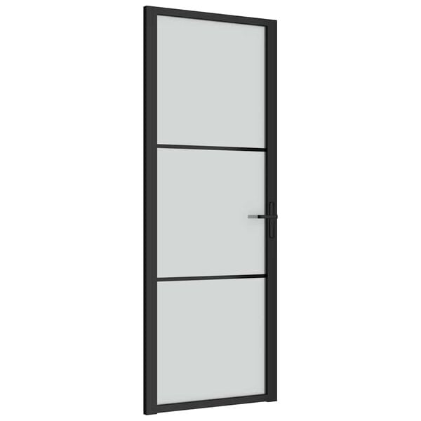 vidaXL Porta interior 76x201,5 cm vidro e alumínio preto mate