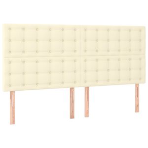 vidaXL Cabeceira Creme 180x5x118/128 cm Couro Sint&eacute;tico