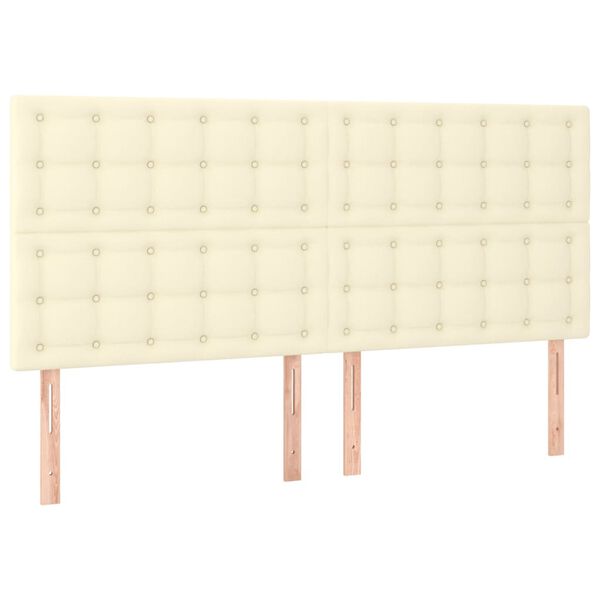 vidaXL Cabeceira Creme 180x5x118/128 cm Couro Sint&eacute;tico