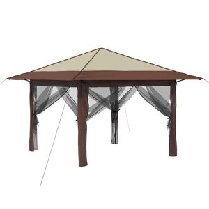 vidaXL Gazebo com 4 Laterais Creme e Marrom