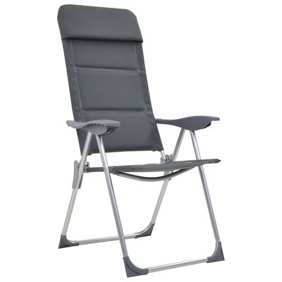 vidaXL Cadeiras de campismo 2 pcs 58x69x111 cm alumínio cinzento