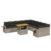 vidaXL 11 pcs conjunto sof&aacute;s de jardim c/ almofad&otilde;es vime PE cinzento