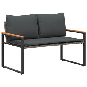 vidaXL banco com almofada Cinza e Cinza Escuro 115 x 65 x 72 cm Vime