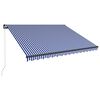 vidaXL Toldo retr&aacute;til manual com LEDs 400x300 cm azul e branco
