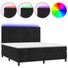 vidaXL Cama box spring c/ colchão/LED 180x200 cm veludo preto