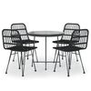 vidaXL 5 pcs conjunto de jantar p/ jardim vime PE preto