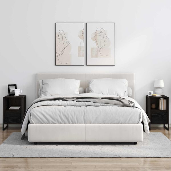 vidaXL Mesa-de-cabeceira com gaveta Carvalho Preto 39,5 x 30 x 50 cm