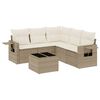 vidaXL 6 pcs conjunto de sof&aacute;s p/ jardim com almofad&otilde;es vime PE bege