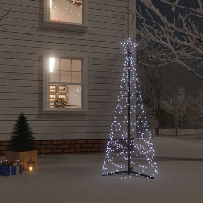 vidaXL Árvore de Natal em cone 200 luzes LED 70x180 cm branco frio