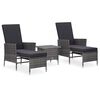 vidaXL 3 pcs conjunto lounge de jardim c/ almofad&otilde;es vime PE cinzento