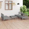 vidaXL 6 pcs conjunto lounge de jardim pinho maci&ccedil;o cinzento