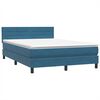 vidaXL Cama com molas/colch&atilde;o 140x220 cm veludo azul-escuro