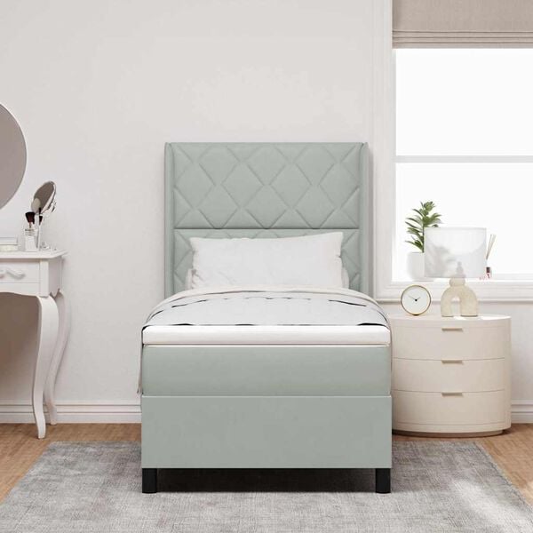 vidaXL Cama Box com cabeceira Cinzento-claro 100 x 200 cm Veludo