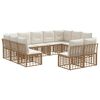 vidaXL Conjunto de Sof&aacute;s para Exterior 11 pcs Natural e Branco Creme