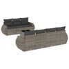 vidaXL 8 pcs conjunto sof&aacute;s de jardim c/ almofad&otilde;es vime PE cinzento