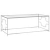 vidaXL Mesa de centro 120x60x45 cm a&ccedil;o inoxid&aacute;vel prateado e vidro