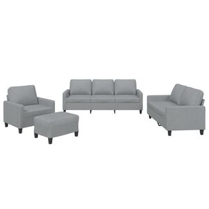 vidaXL 4 pcs conjunto de sof&aacute;s com almofad&otilde;es tecido cinzento-claro