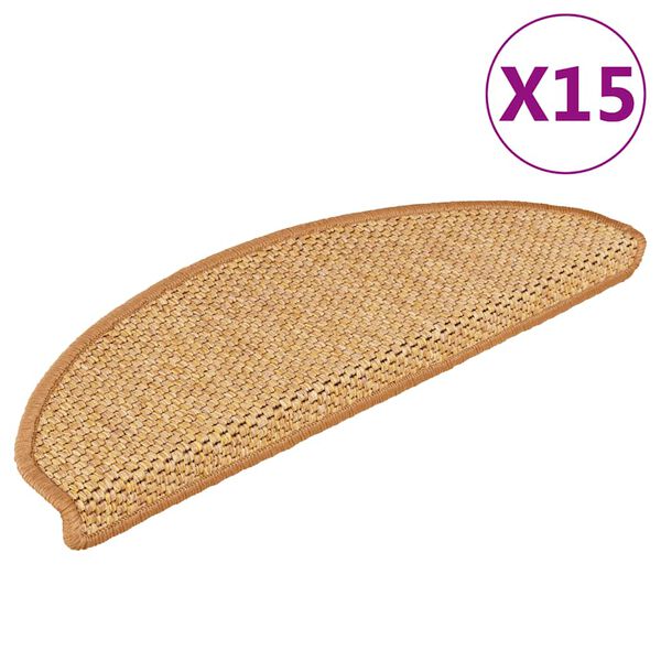 vidaXL Tapetes escada adesivos aspeto sisal 15 pcs cor de sisal