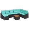 vidaXL Conjunto de Sof&aacute; de Jardim com almofada 9 pcs Preto vime PE