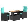 vidaXL Conjunto de Jantar para Exterior 3 unid. Black and Turquoise